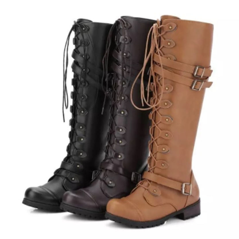 Funki Findz | Boots | Women's Knee High Steampunk Flat Boots