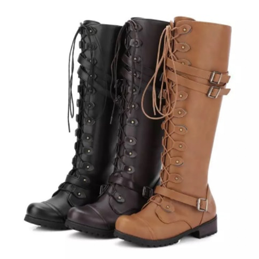 Funki Findz | Boots | Women's Knee High Steampunk Flat Boots