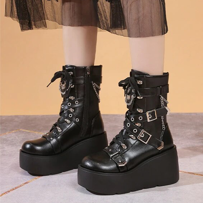 Funki Findz | Boots | Women's Multi Strap Gothic Platform Boots