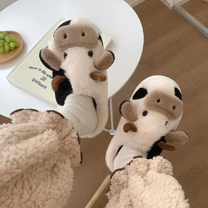 Funki Findz | Shoes | Women's Cute Plush Warm Cow Slippers