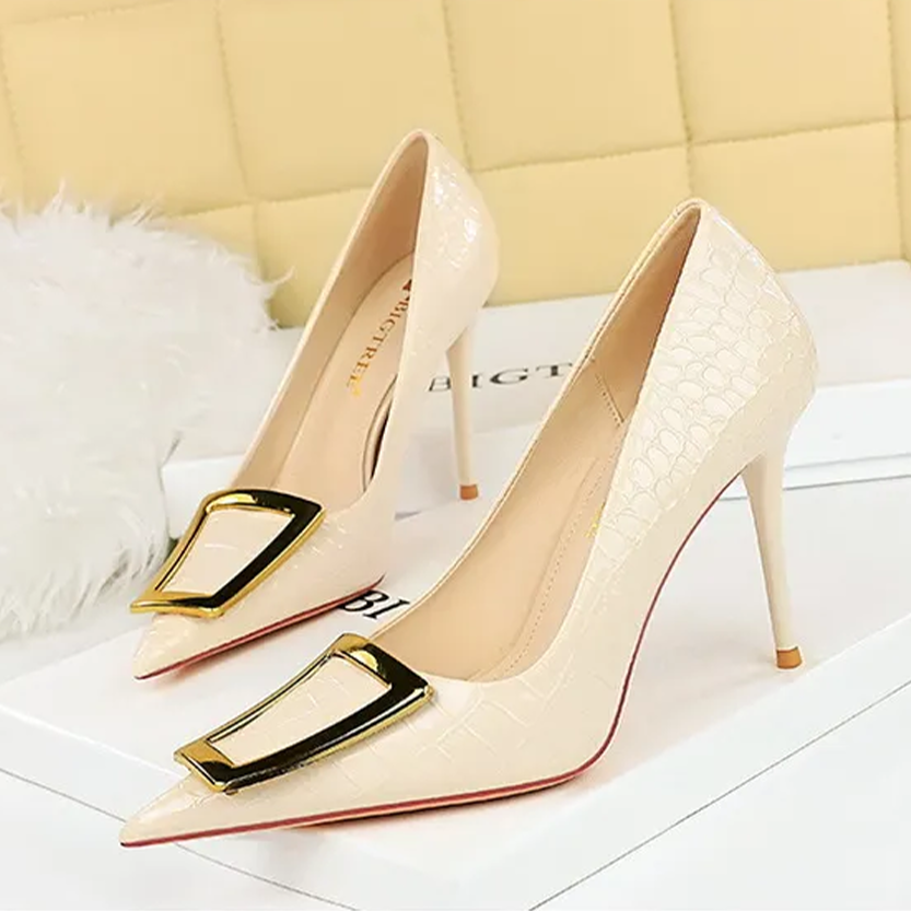 Funki Findz | Shoes | Women's Metal Buckle Pointed Toe Pumps