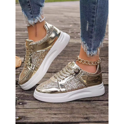 Funki Findz | Shoes | Women's Gold Sequins Platform Sneakers