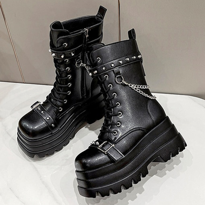 Funki Findz | Boots | Women's Gothic Square Toe Platform Boots