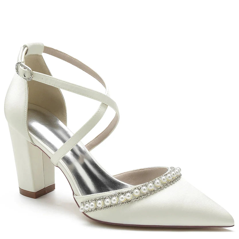 Funki Findz | Shoes | Women's Satin Pearl Bridal Evening Shoes