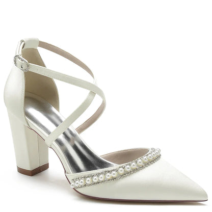 Funki Findz | Shoes | Women's Satin Pearl Bridal Evening Shoes