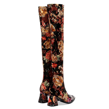 Funki Findz | Boots | Women's Over Knee Flower Embroider Boot