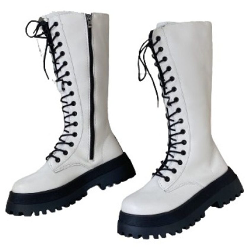Funki Findz | Boots | Women's White Gothic Punk Lace Up Boots
