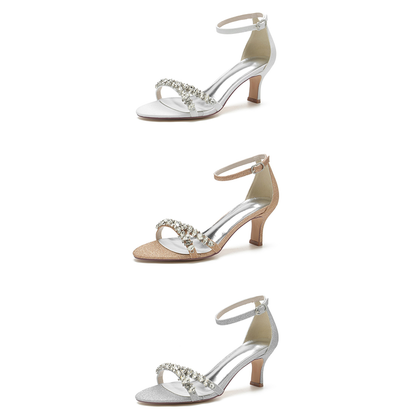 Funki Findz | Shoes | Women's Crystal Mid Heel Wedding Sandal