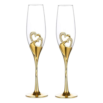 Funki Findz | Glasses | Wedding Champagne Flutes | Gold Heart