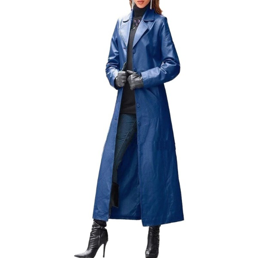 Funki Findz | Jackets | Women's Long Faux Leather Trench Coat