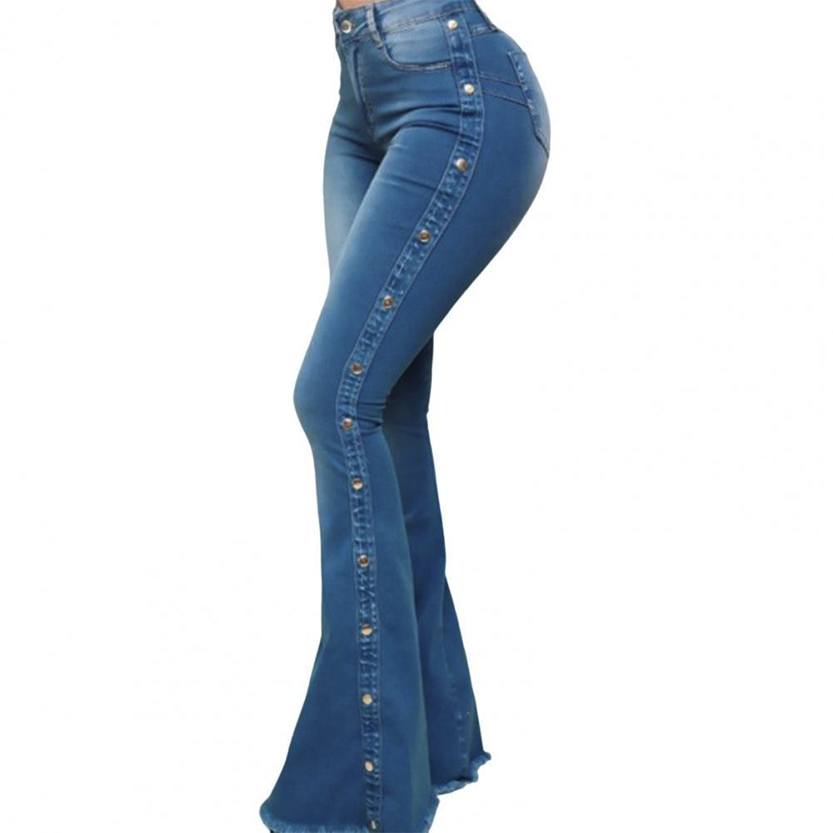 Funki Findz | Pants | Women's Side Button Butt Lift Flared Jeans