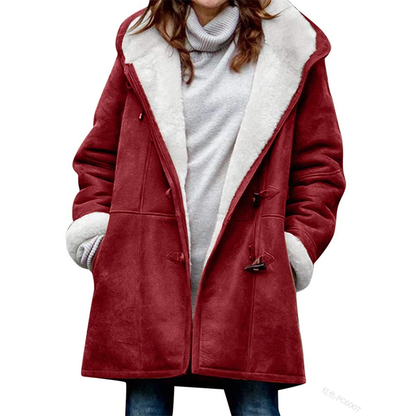 Funki Findz | Jacket | Women's Thick Fleece Hooded Long Coat