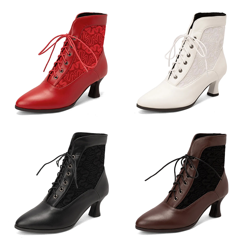 Funki Findz | Boots | Women's Kitten Heel Victorian Granny Boot