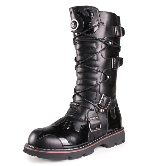 Funki Findz | Boots | Men's Knee-High Combat Motorcycle Boots