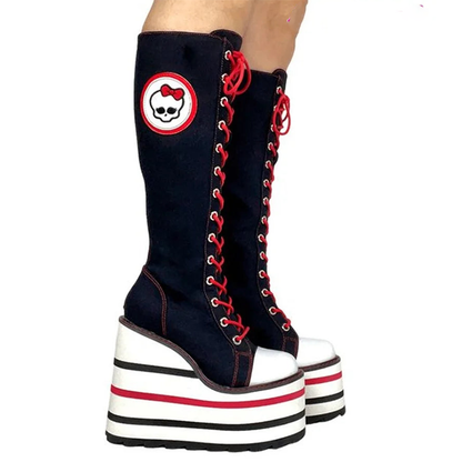 Funki Findz | Boots | Women's Canvas Platform Wedge Sneakers