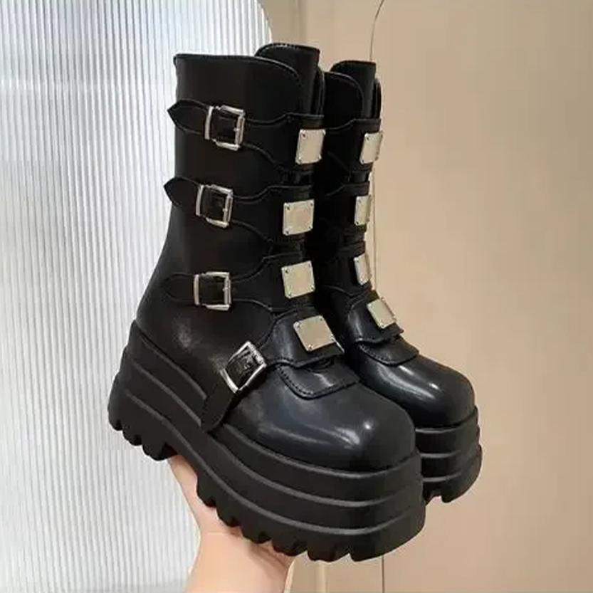 Funki Findz | Boots | Women's Gothic Metal Plate Platform Boots