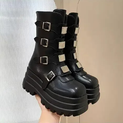 Funki Findz | Boots | Women's Gothic Metal Plate Platform Boots
