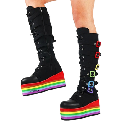 Funki Findz | Boots | Women's Gothic Rainbow Platform Boots