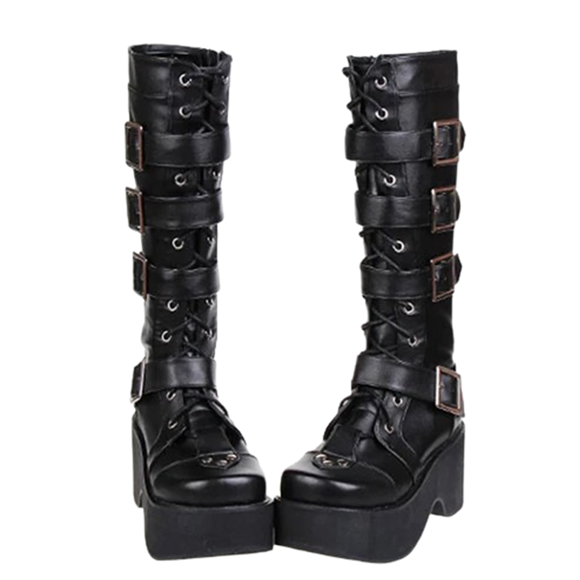 Funki Findz | Boots | Women's Gothic Punk 4 Strap Platform Boot