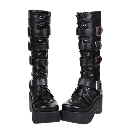 Funki Findz | Boots | Women's Gothic Punk 4 Strap Platform Boot