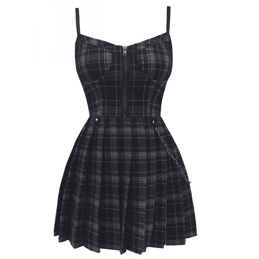 Funki Findz | Dresses | Women's Gothic Plaid Pleated Dress