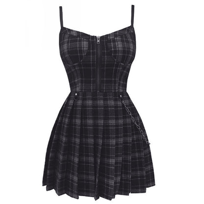Funki Findz | Dresses | Women's Gothic Plaid Pleated Dress