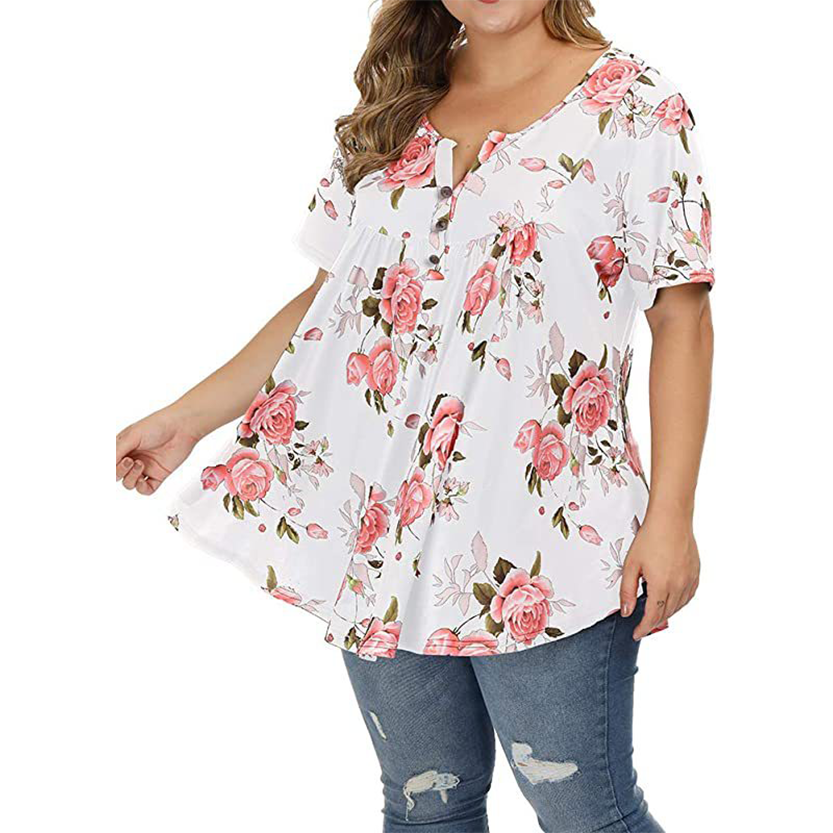 Funki Findz | Shirts | Women's Plus Floral Print Loose Fit Shirts