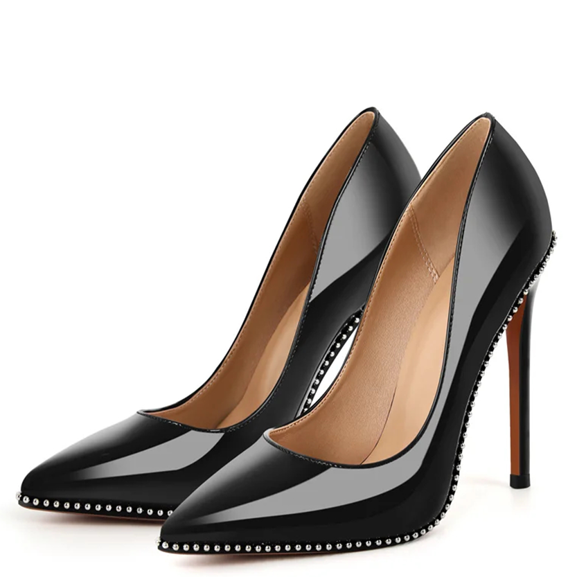 Funki Findz | Shoes | Women's Patent Black Studded Stilettos