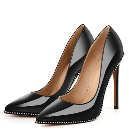 Funki Findz | Shoes | Women's Patent Black Studded Stilettos