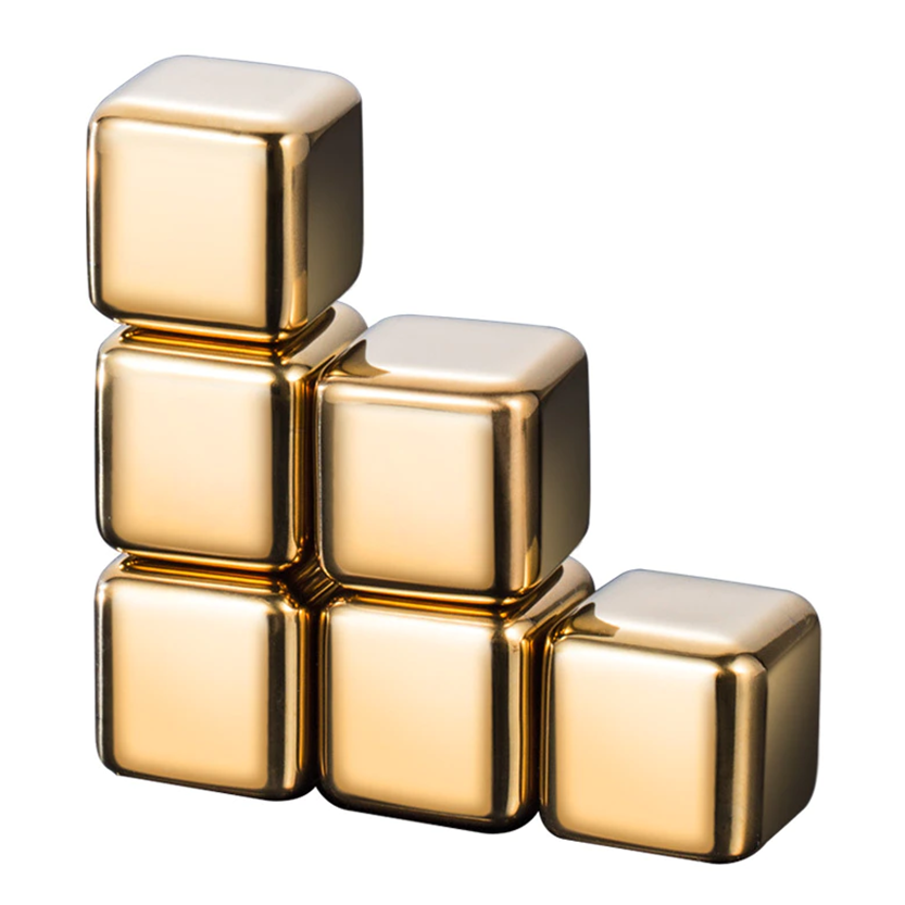 Funki Findz | Whisky Stones | Gold Stainless Steel Ice Cube Sets