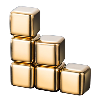 Funki Findz | Whisky Stones | Gold Stainless Steel Ice Cube Sets