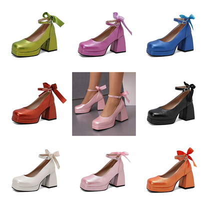 Funki Findz | Shoes | Women's Square Toe Block Heel Platforms