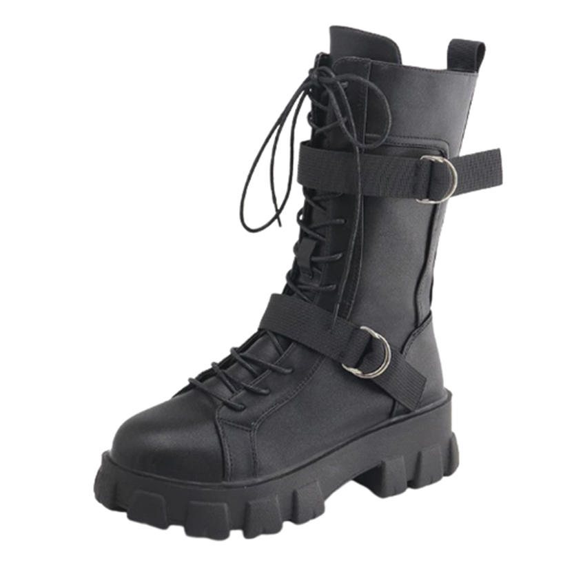 Funki Findz | Boots | Women's Lace-Up Combat Boots Biker Boot
