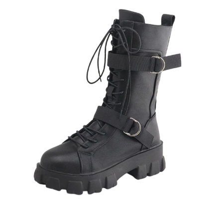 Funki Findz | Boots | Women's Lace-Up Combat Boots Biker Boot