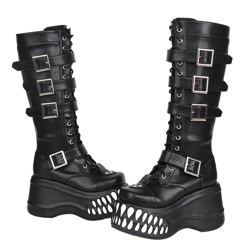Funki Findz | Boots | Women's Gothic Punk Teeth Wedge Boots