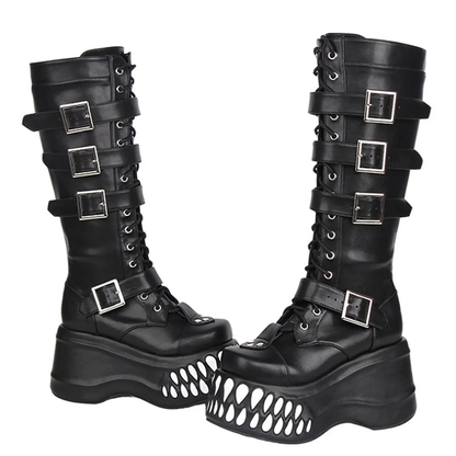Funki Findz | Boots | Women's Gothic Punk Teeth Wedge Boots
