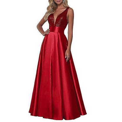 Funki Findz | Dresses | Women's Satin Sequin Evening Dress