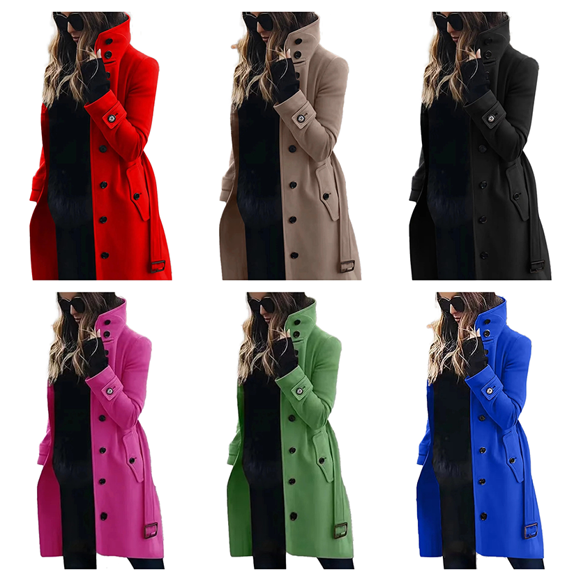 Funki Findz | Jackets | Women's Wool Blend Stand Collar Coat