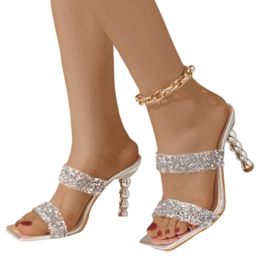 Funki Findz | Shoes | Women's Square Crystal Heel Party Sandal