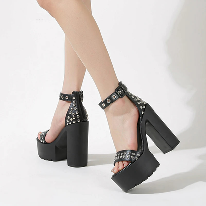 Funki Findz | Shoes | Women's Goth Rivet Dress Platform Sandal