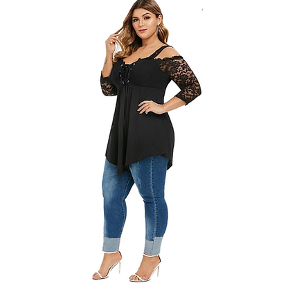 Funki Findz | Shirts | Women's Sexy Lace Spliced Plus Size Shirt