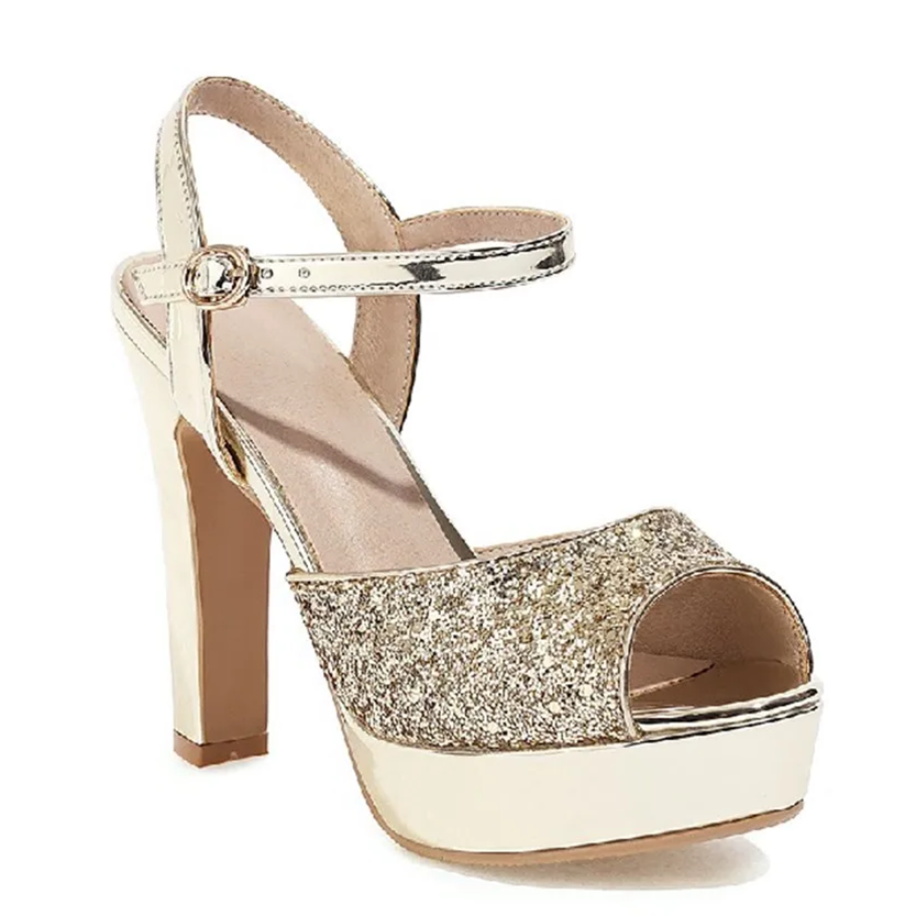 Funki Findz | Shoes | Women's Gold Silver High Chunky Sandals