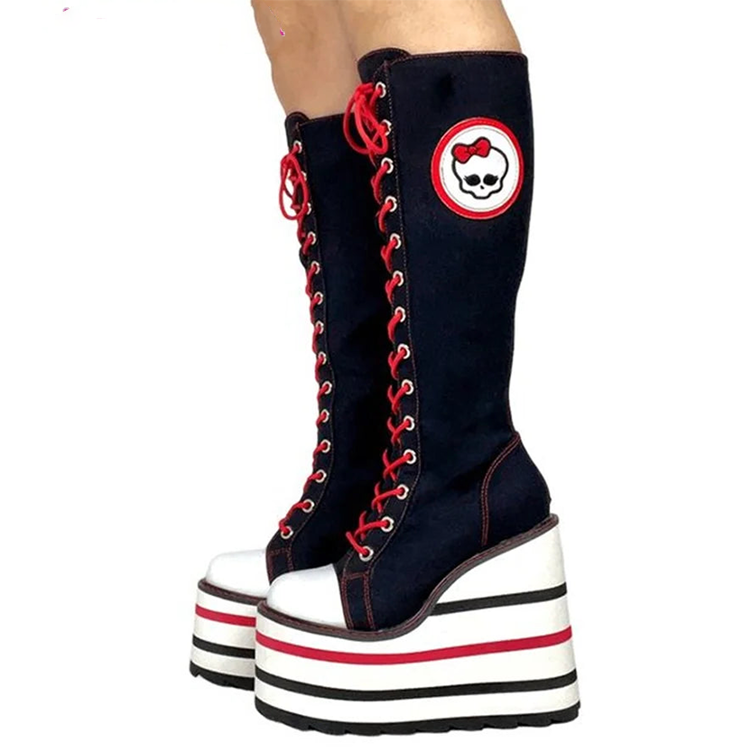 Funki Findz | Boots | Women's Canvas Platform Wedge Sneakers