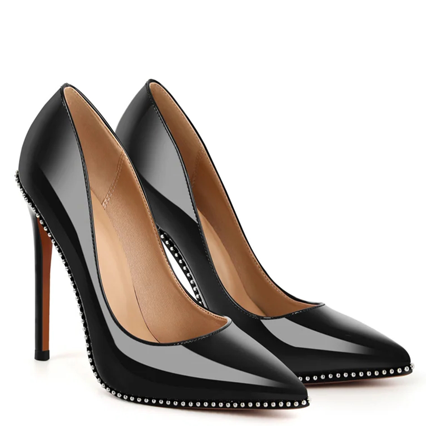 Funki Findz | Shoes | Women's Patent Black Studded Stilettos