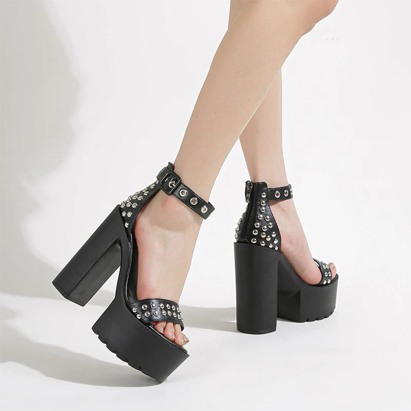 Funki Findz | Shoes | Women's Goth Rivet Dress Platform Sandal