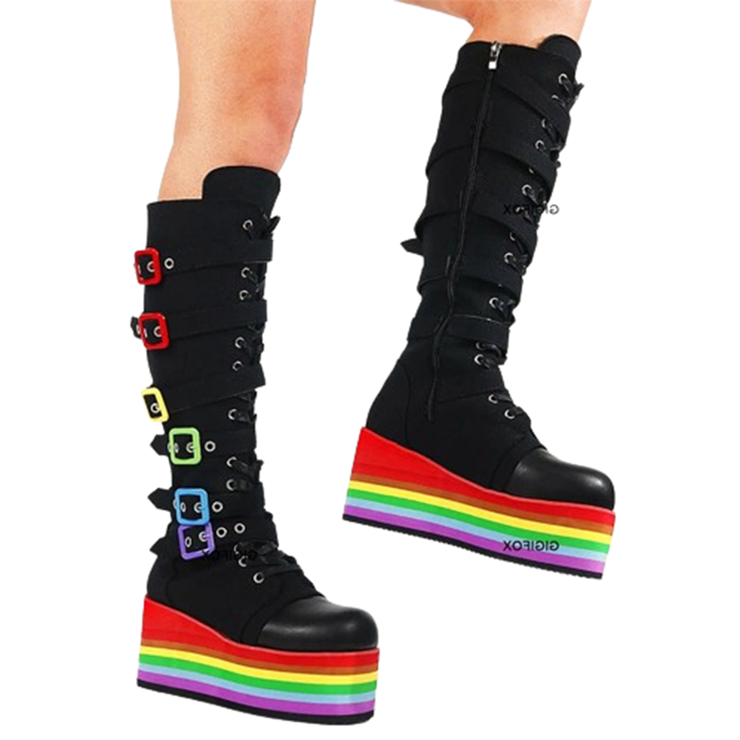 Funki Findz | Boots | Women's Gothic Rainbow Platform Boots