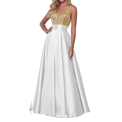Funki Findz | Dresses | Women's Satin Sequin Evening Dress