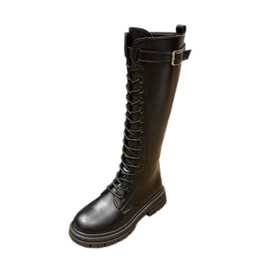 Funki Findz | Boots | Women's Knee-High Lace Up Buckle Boots