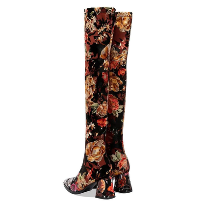 Funki Findz | Boots | Women's Over Knee Flower Embroider Boot
