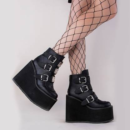 Funki Findz | Boots | Women's Gothic Platform Ankle Wedge Boot